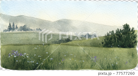Flowers and landscape decor watercolor Flowers and landscape decor watercolor 77577260
