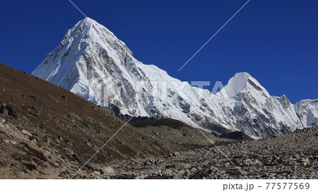 Azure blue sky over mount Pumori Azure blue sky over mount Pumori 77577569