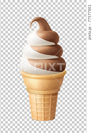 Soft serve ice cream thick roll chocolate milk mix illustration real 77577801