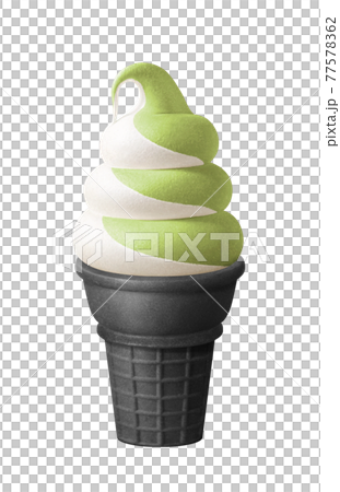 Soft serve ice cream thick roll matcha milk mix illustration real black corn Soft serve ice cream thick roll matcha milk mix illustration real black corn 77578362