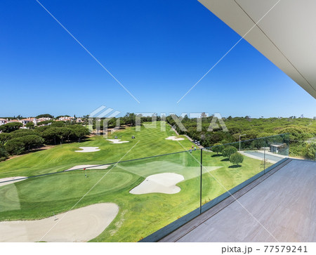 Beautiful view of Green Golf course landscape from luxury Balcony , Beautiful view of Green Golf course landscape from luxury Balcony , 77579241