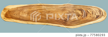 Amazing table of live edge suar wood slab on light blue background Amazing table of live edge suar wood slab on light blue background 77580293
