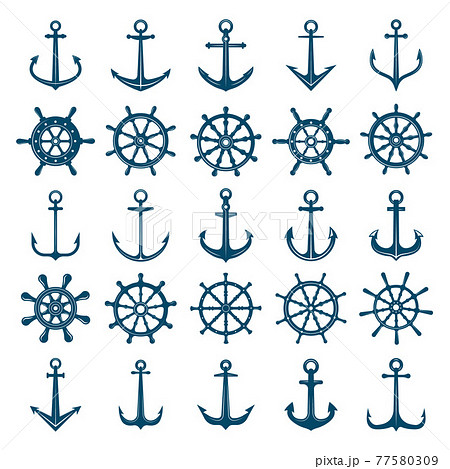 Wheels ship anchors icon Steering wheels boat  Stock Illustration  77580309  PIXTA