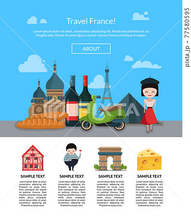 cartoon France sights page illustration 77580595