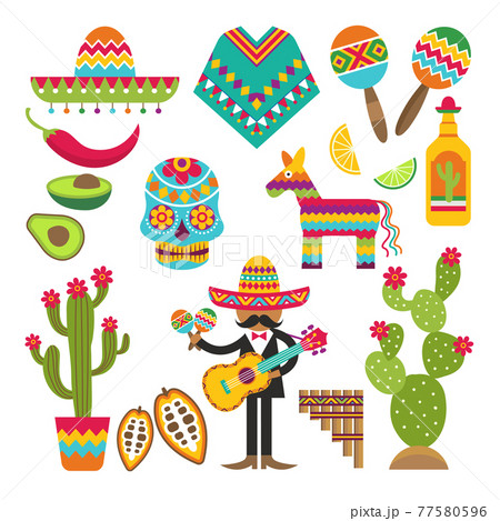 Mexican symbols. design template of Traditional Mexican elements Mexican symbols. design template of Traditional Mexican elements 77580596