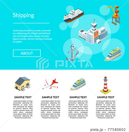 isometric marine logistics and seaport landing page template illustration 77580602