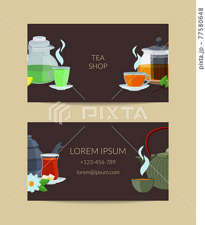cartoon tea kettles and cups business card cartoon tea kettles and cups business card 77580648