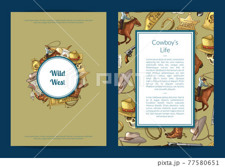 hand drawn wild west cowboy elements card or flyer template illustration hand drawn wild west cowboy elements card or flyer template illustration 77580651