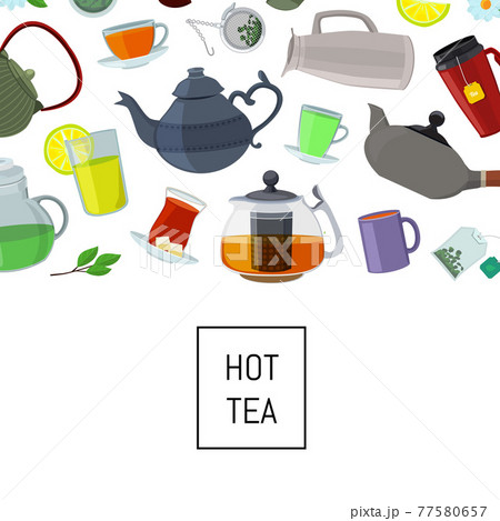 cartoon tea kettles and cups background cartoon tea kettles and cups background 77580657