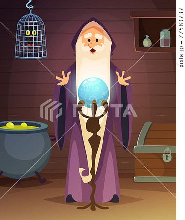 Cartoon background with accessories of wizard or magician Cartoon background with accessories of wizard or magician 77580737