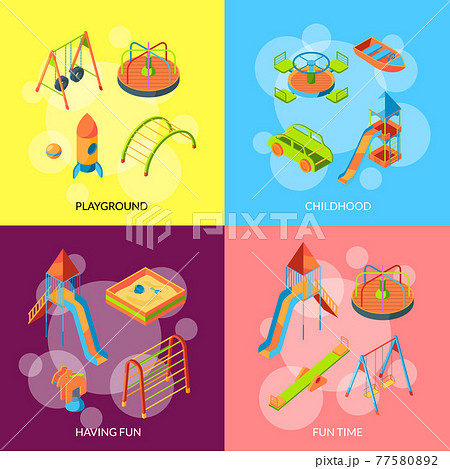 isometric playground objects concept illustration isometric playground objects concept illustration 77580892