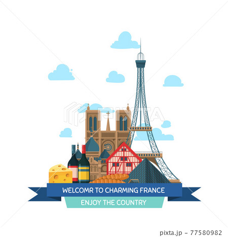 cartoon France sights and 77580982