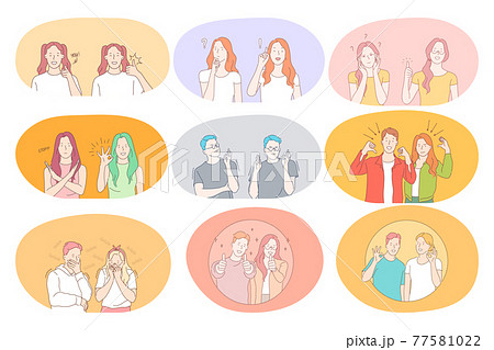 Sign language, gestures, hands communication concept Sign language, gestures, hands communication concept 77581022