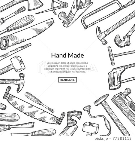 hand drawn carpentry elements background with place for text illustration 77581115