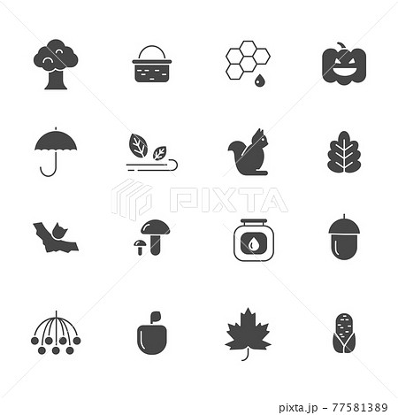 Autumn symbols. monochrome icons set of autumn 77581389
