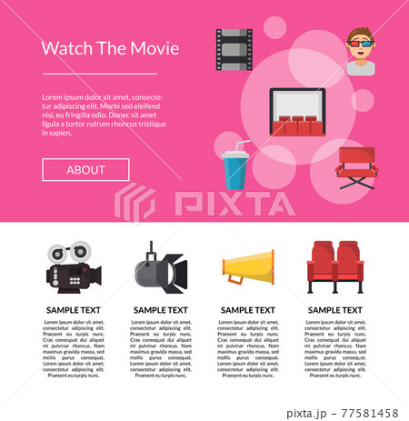 flat cinema icons landing page template illustration flat cinema icons landing page template illustration 77581458