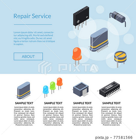 isometric microchips and electronic parts icons illustration isometric microchips and electronic parts icons illustration 77581566