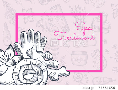 hand drawn spa elements background with place for text illustration hand drawn spa elements background with place for text illustration 77581656