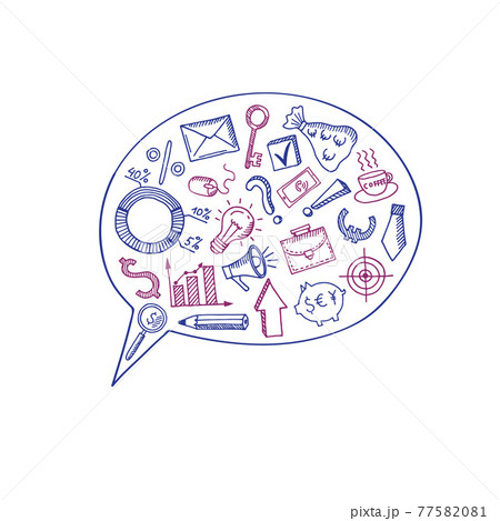 business doodle icons in speech bubble concept illustration business doodle icons in speech bubble concept illustration 77582081