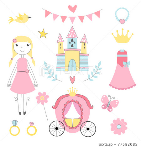 Fairy tale pictures of princess and other magician tools 77582085