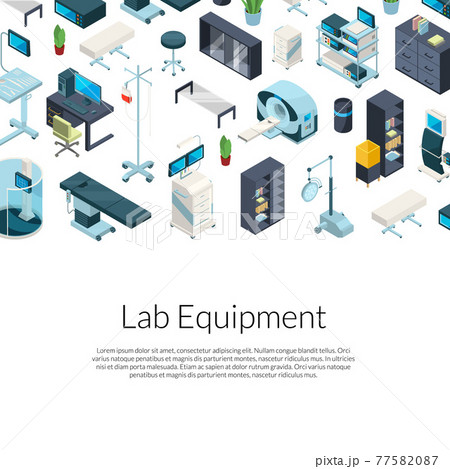isometric hospital icons background 77582087