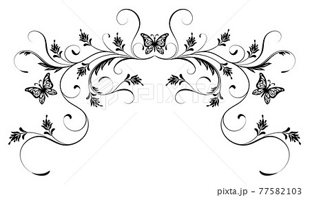Vintage floral ornament with butterfly for greeting card isolated on white background 77582103