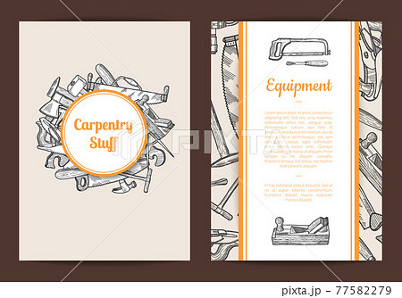 hand drawn woodwork card or flyer template illustration 77582279