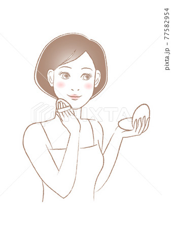 ファンデーション塗る女性 イラスト ファンデーション塗る女性 イラスト 77582954