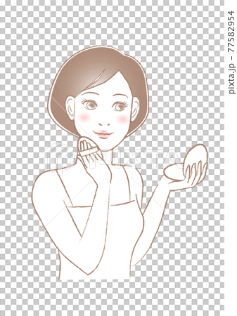 ファンデーション塗る女性 イラスト ファンデーション塗る女性 イラスト 77582954