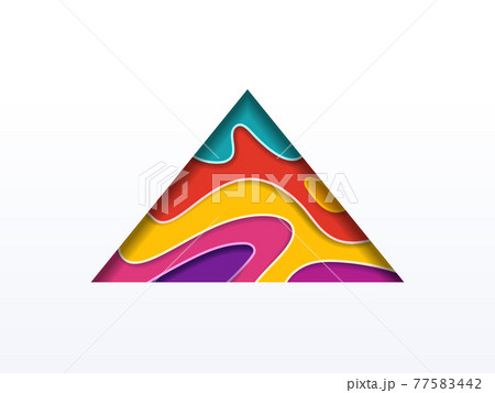 Colorful Paper cut Illustration on a triangle. Vector illustration 77583442