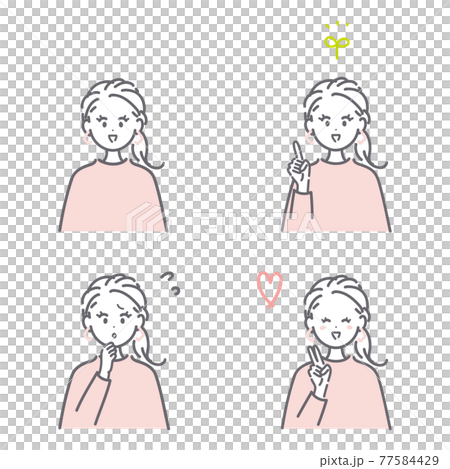 Illustration material set of women in basic pose Illustration material set of women in basic pose 77584429