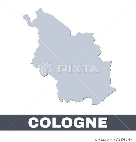 Cologne outline map. Vector map of Cologne city area borders with shadow 77584547