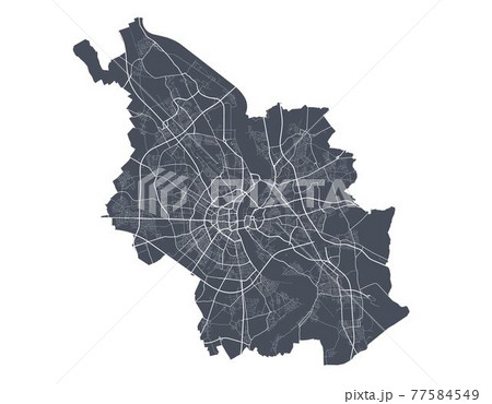 Cologne map. Detailed map of Cologne city poster with streets. Dark vector. 77584549