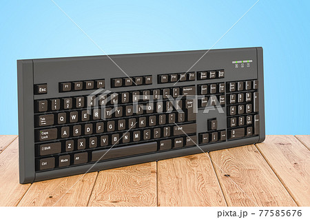 Computer Keyboard on the wooden planks, 3D...のイラスト素材 [77585676] - PIXTA