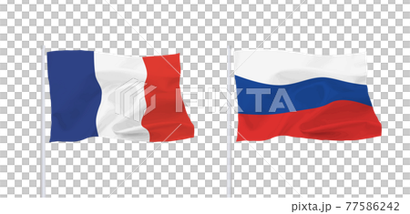 フランスとロシアの国旗 77586242