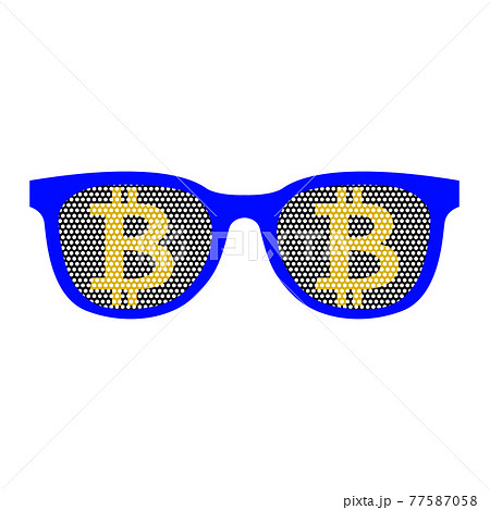 ビットコイン メガネ サングラス 青のイラスト素材