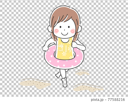 海で遊ぶ女の子のイラスト 77588216
