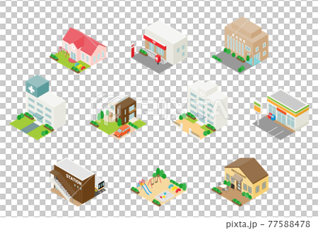 アイソメトリック 地図などに使えるイラスト アイソメトリック 地図などに使えるイラスト 77588478