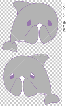 なにかをお願いしているイルカ2種 灰色 のイラスト素材
