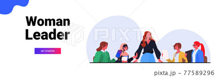 businesswoman leader discussing with businesspeople team during conference meeting in office teamwork concept 77589296
