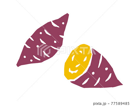 サツマイモ　レトロなイラスト 77589485