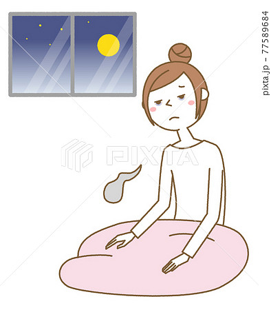 眠れない若い女性　ママ 77589684