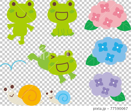 Illustration set of frog and rainy season Illustration set of frog and rainy season 77590067