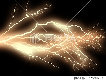暗闇を照らす稲妻のイラスト素材
