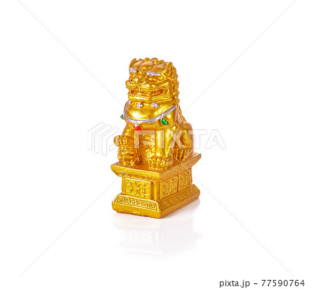Chinese lion on a white background 77590764