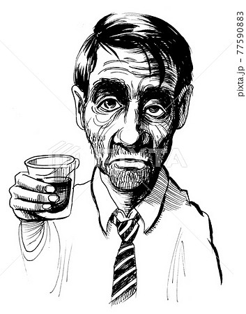 Premium Vector  Vector drawing of drunk man or gambler with wrinkles on  his forehead. black and white portrait of tricky guy, mask with features.
