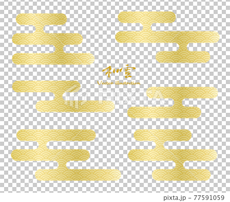 Illustration material of haze pattern Wakumo Qinghai wave gold vector 77591059