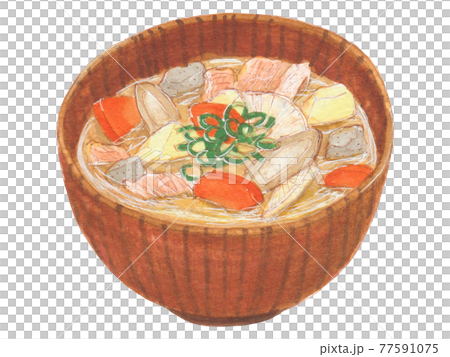 手描き飲食メニュー 豚汁 手描き飲食メニュー 豚汁 77591075