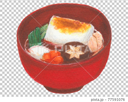 手描き飲食メニュー　お雑煮 77591076