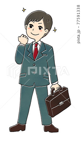 ガッツポーズしたサラリーマンのイラスト2のイラスト素材